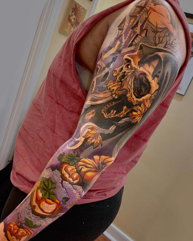 Halloween Ghoul Sleeve by Nick Mitchell TattooNOW